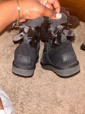 UGG Black Suede Short Shearling Boots